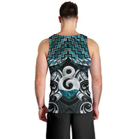 New Zealand Maori Men Tank Top Poutama Pikorua - Single Twist Paua Shell LT05 - Polynesian Pride