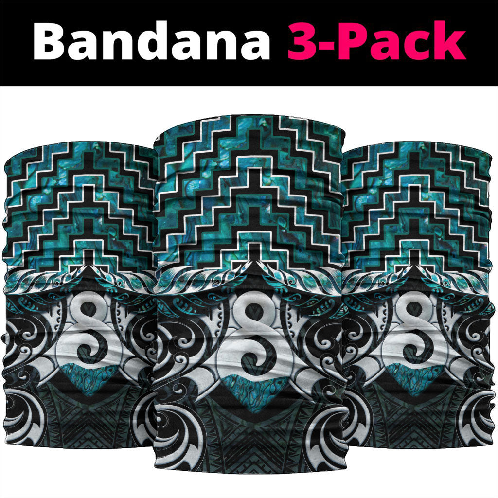 New Zealand Maori Neck Gaiter Poutama Pikorua - Single Twist Paua Shell LT05 package One Size: 25*50cm Turquoise - Polynesian Pride
