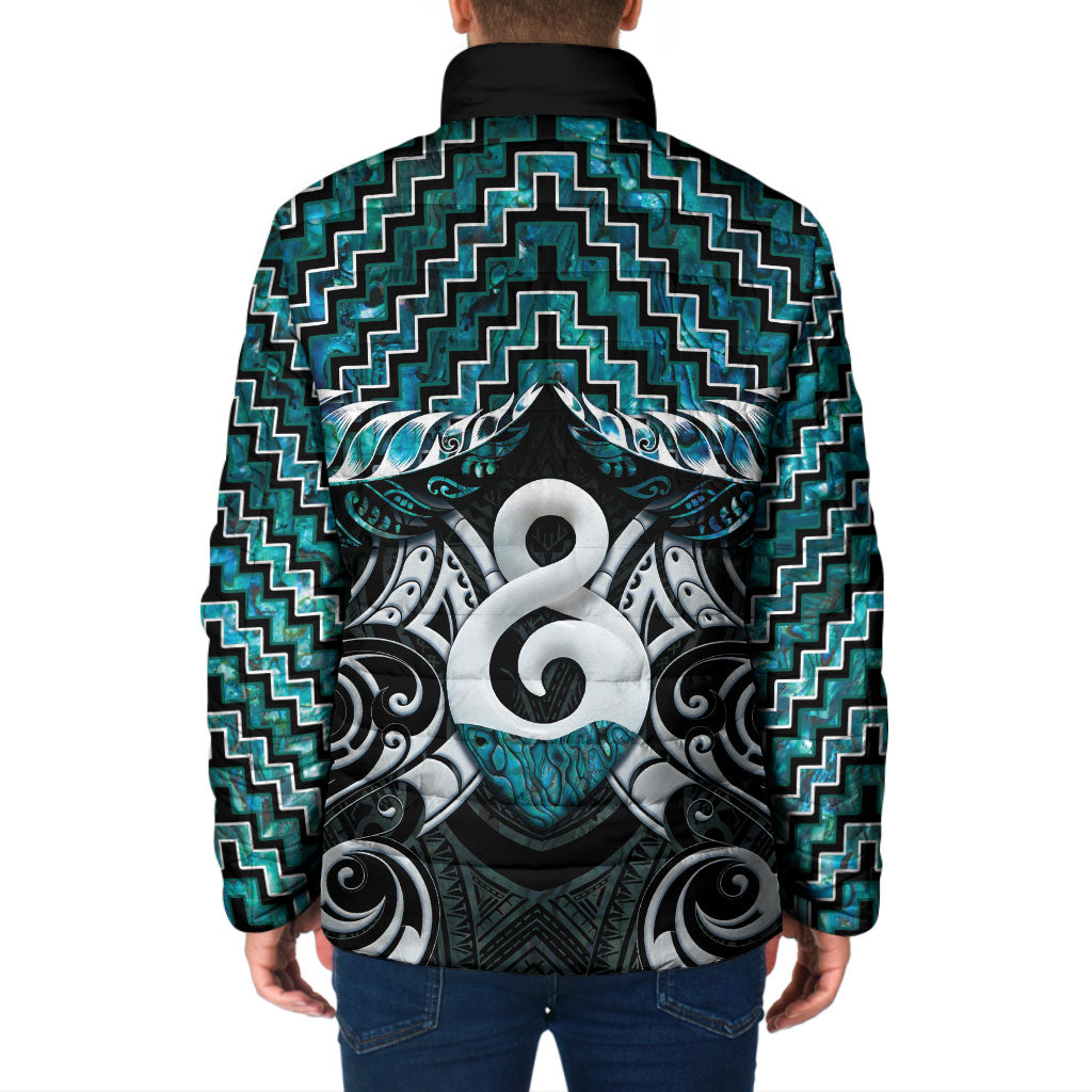 New Zealand Maori Padded Jacket Poutama Pikorua - Single Twist Paua Shell LT05 - Polynesian Pride