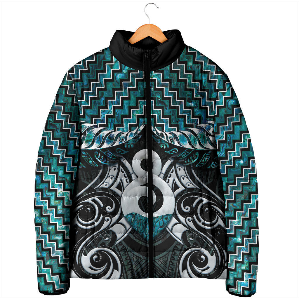 New Zealand Maori Padded Jacket Poutama Pikorua - Single Twist Paua Shell LT05 - Polynesian Pride