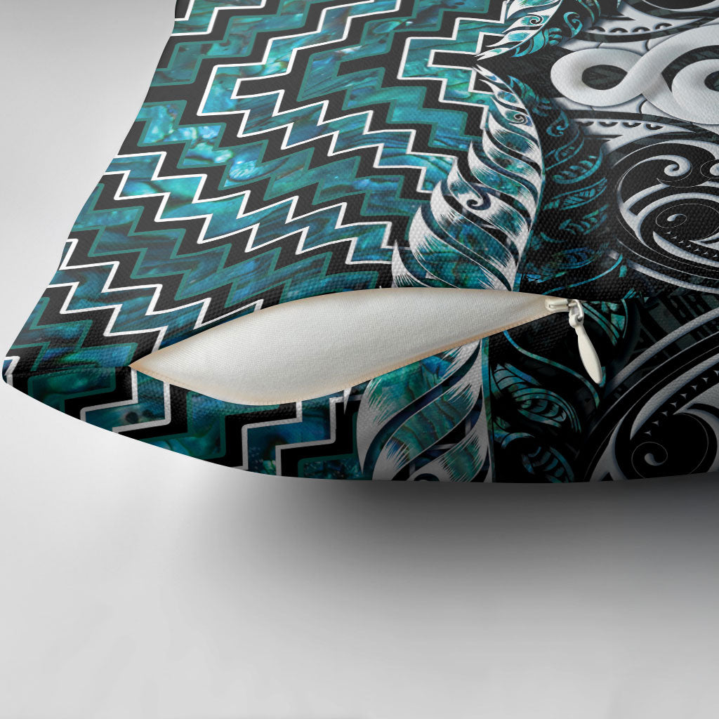 New Zealand Maori Pillow Cover Poutama Pikorua - Single Twist Paua Shell LT05 - Polynesian Pride