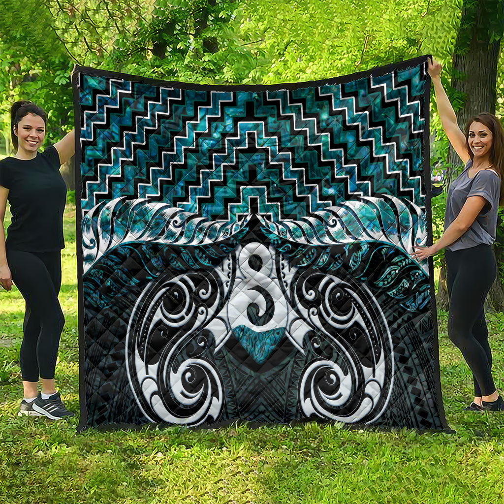 New Zealand Maori Quilt Poutama Pikorua - Single Twist Paua Shell LT05 - Polynesian Pride