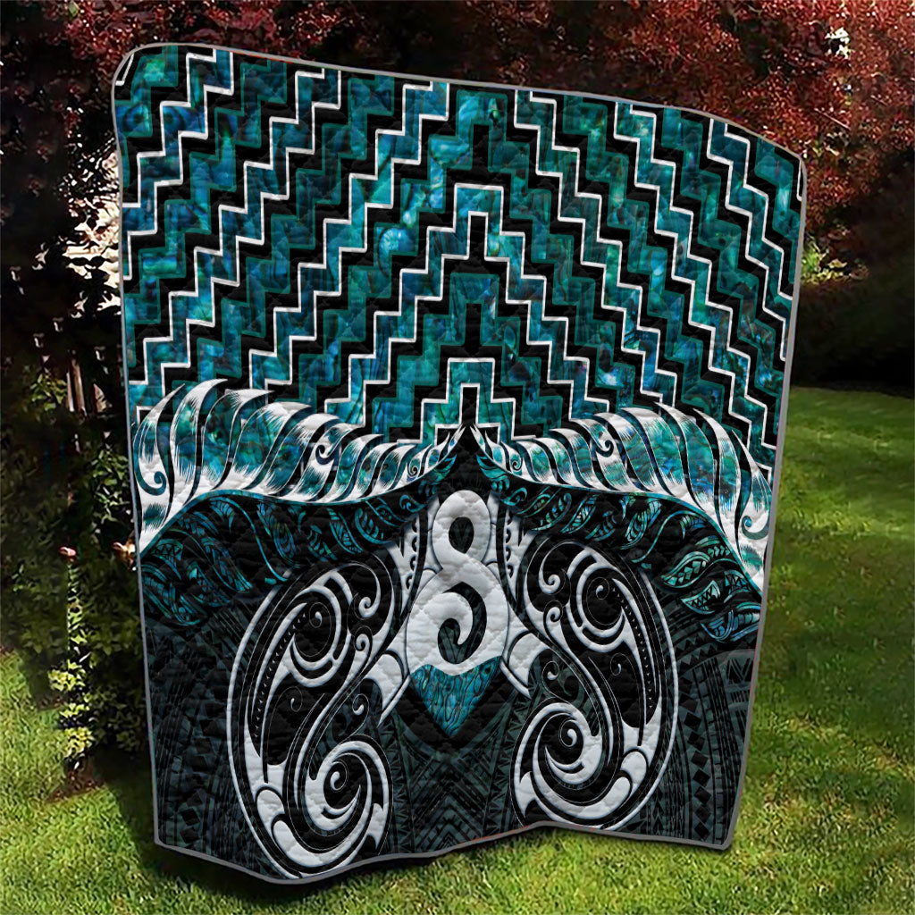 New Zealand Maori Quilt Poutama Pikorua - Single Twist Paua Shell LT05 - Polynesian Pride