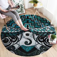 New Zealand Maori Round Carpet Poutama Pikorua - Single Twist Paua Shell LT05 - Polynesian Pride