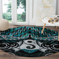 New Zealand Maori Round Carpet Poutama Pikorua - Single Twist Paua Shell LT05 - Polynesian Pride