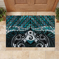 New Zealand Maori Rubber Doormat Poutama Pikorua - Single Twist Paua Shell LT05 Turquoise - Polynesian Pride
