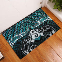 New Zealand Maori Rubber Doormat Poutama Pikorua - Single Twist Paua Shell LT05 - Polynesian Pride