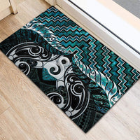 New Zealand Maori Rubber Doormat Poutama Pikorua - Single Twist Paua Shell LT05 - Polynesian Pride