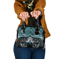 New Zealand Maori Shoulder Handbag Poutama Pikorua - Single Twist Paua Shell LT05 One Size Turquoise - Polynesian Pride