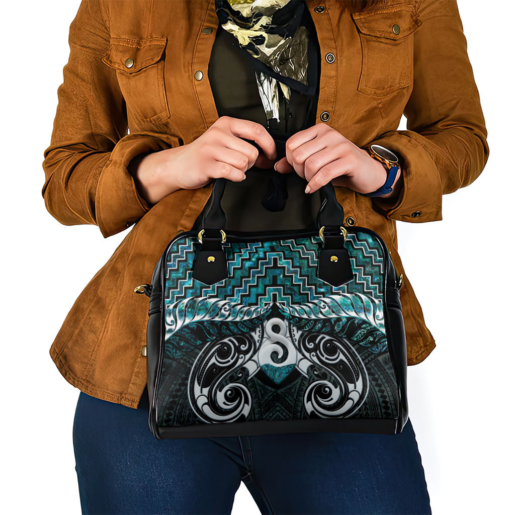 New Zealand Maori Shoulder Handbag Poutama Pikorua - Single Twist Paua Shell LT05 - Polynesian Pride