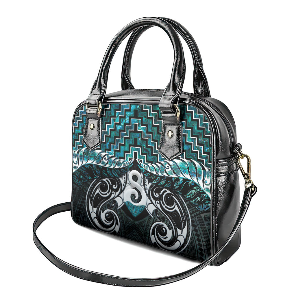 New Zealand Maori Shoulder Handbag Poutama Pikorua - Single Twist Paua Shell LT05 - Polynesian Pride