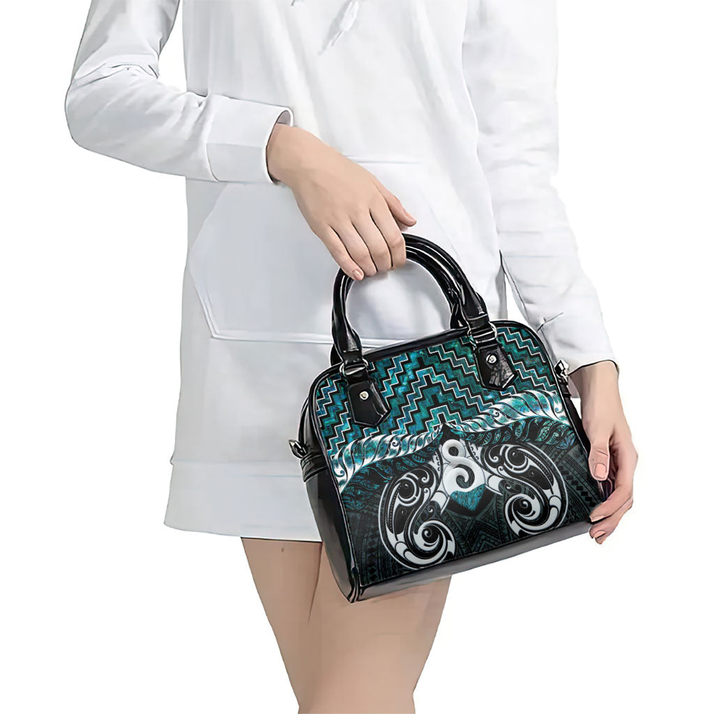 New Zealand Maori Shoulder Handbag Poutama Pikorua - Single Twist Paua Shell LT05 - Polynesian Pride