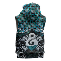 New Zealand Maori Sleeveless Hoodie Poutama Pikorua - Single Twist Paua Shell LT05 - Polynesian Pride