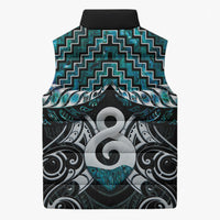 New Zealand Maori Sleeveless Puffer Jacket Poutama Pikorua - Single Twist Paua Shell LT05 - Polynesian Pride