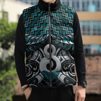 New Zealand Maori Sleeveless Puffer Jacket Poutama Pikorua - Single Twist Paua Shell LT05 - Polynesian Pride
