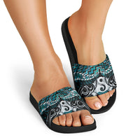 New Zealand Maori Slide Sandals Poutama Pikorua - Single Twist Paua Shell LT05 - Polynesian Pride