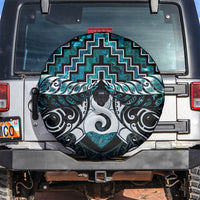 New Zealand Maori Spare Tire Cover Poutama Pikorua - Single Twist Paua Shell LT05 Turquoise - Polynesian Pride