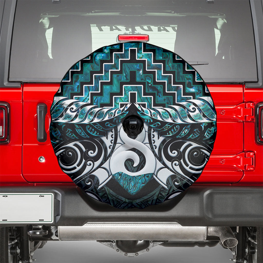 New Zealand Maori Spare Tire Cover Poutama Pikorua - Single Twist Paua Shell LT05 - Polynesian Pride