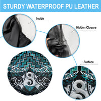New Zealand Maori Spare Tire Cover Poutama Pikorua - Single Twist Paua Shell LT05 - Polynesian Pride