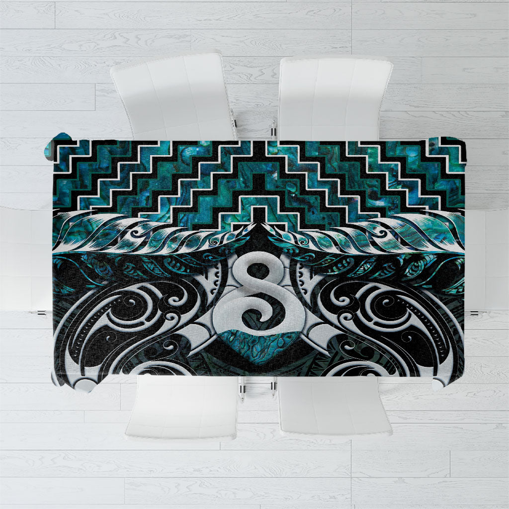 New Zealand Maori Tablecloth Poutama Pikorua - Single Twist Paua Shell LT05 Turquoise - Polynesian Pride