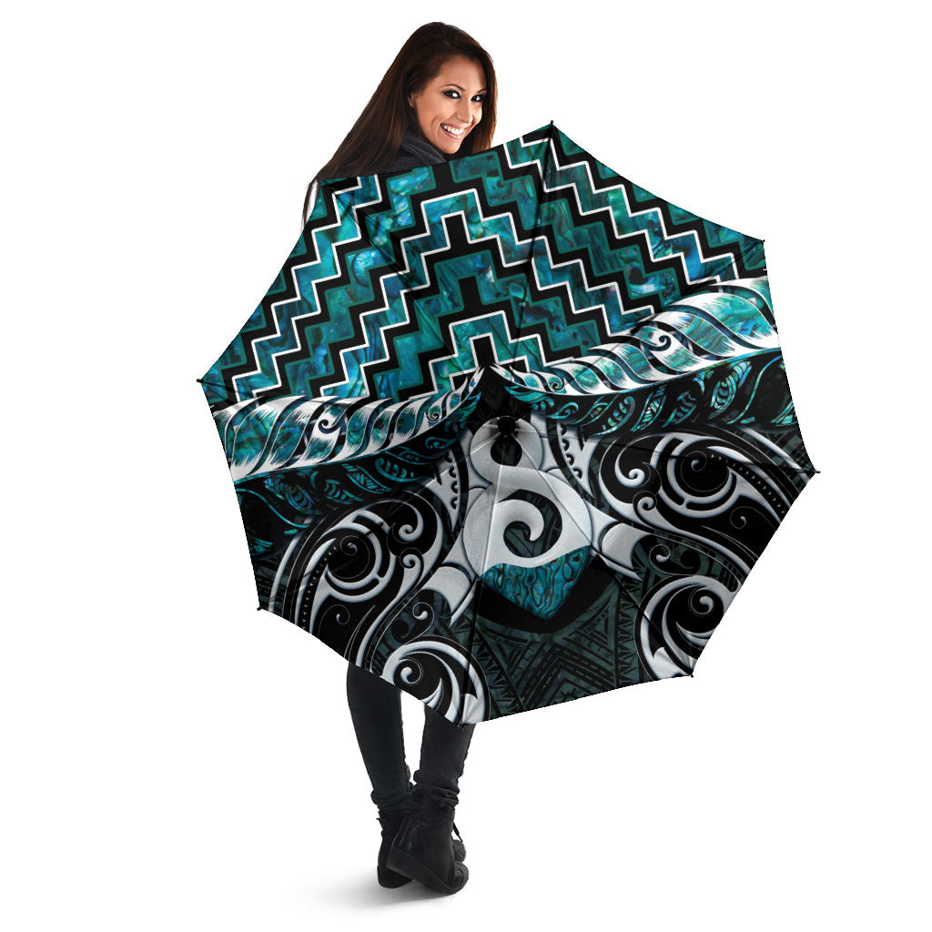 New Zealand Maori Umbrella Poutama Pikorua - Single Twist Paua Shell LT05 - Polynesian Pride