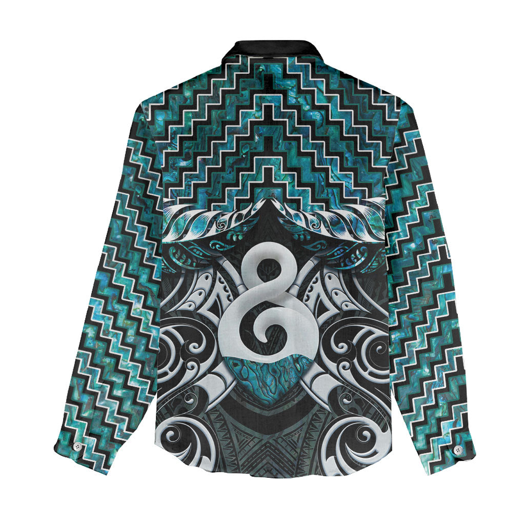 New Zealand Maori Women Casual Shirt Poutama Pikorua - Single Twist Paua Shell LT05 - Polynesian Pride