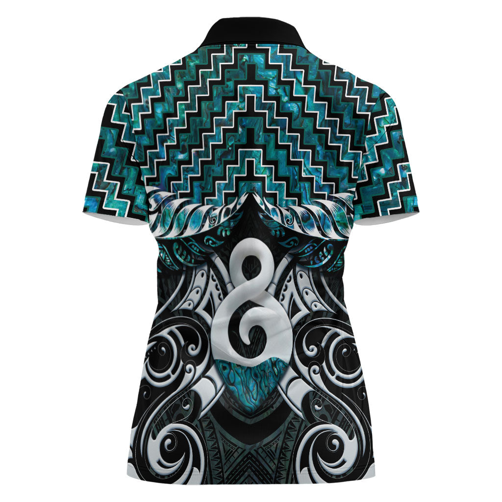 New Zealand Maori Women Polo Shirt Poutama Pikorua - Single Twist Paua Shell LT05 - Polynesian Pride