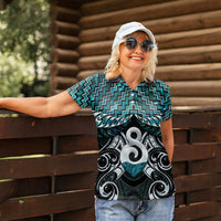 New Zealand Maori Women Polo Shirt Poutama Pikorua - Single Twist Paua Shell LT05 - Polynesian Pride