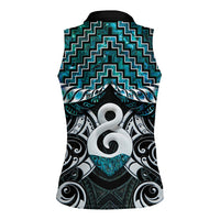 New Zealand Maori Women Sleeveless Polo Shirt Poutama Pikorua - Single Twist Paua Shell LT05 - Polynesian Pride