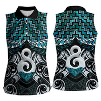 New Zealand Maori Women Sleeveless Polo Shirt Poutama Pikorua - Single Twist Paua Shell LT05 - Polynesian Pride