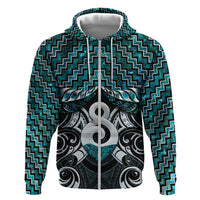 New Zealand Maori Zip Hoodie Poutama Pikorua - Single Twist Paua Shell