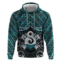 New Zealand Maori Zip Hoodie Poutama Pikorua - Single Twist Paua Shell