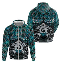 New Zealand Maori Zip Hoodie Poutama Pikorua - Single Twist Paua Shell