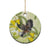 New Zealand Piwakawaka Fantail Bird Ceramic Ornament With Kowhai Flowers