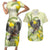 New Zealand Piwakawaka Fantail Bird Couples Matching Short Sleeve Bodycon Dress and Hawaiian Shirt With Kowhai Flowers