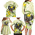 New Zealand Piwakawaka Fantail Bird Family Matching Long Sleeve Bodycon Dress and Hawaiian Shirt With Kowhai Flowers