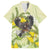 New Zealand Piwakawaka Fantail Bird Family Matching Long Sleeve Bodycon Dress and Hawaiian Shirt With Kowhai Flowers