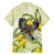 New Zealand Piwakawaka Fantail Bird Family Matching Long Sleeve Bodycon Dress and Hawaiian Shirt With Kowhai Flowers