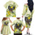 New Zealand Piwakawaka Fantail Bird Family Matching Off The Shoulder Long Sleeve Dress and Hawaiian Shirt With Kowhai Flowers