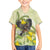 New Zealand Piwakawaka Fantail Bird Family Matching Off The Shoulder Long Sleeve Dress and Hawaiian Shirt With Kowhai Flowers