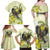 New Zealand Piwakawaka Fantail Bird Family Matching Off Shoulder Maxi Dress and Hawaiian Shirt With Kowhai Flowers