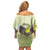 New Zealand Piwakawaka Fantail Bird Family Matching Off Shoulder Short Dress and Hawaiian Shirt With Kowhai Flowers