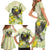 New Zealand Piwakawaka Fantail Bird Family Matching Short Sleeve Bodycon Dress and Hawaiian Shirt With Kowhai Flowers