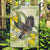 New Zealand Piwakawaka Fantail Bird Garden Flag With Kowhai Flowers