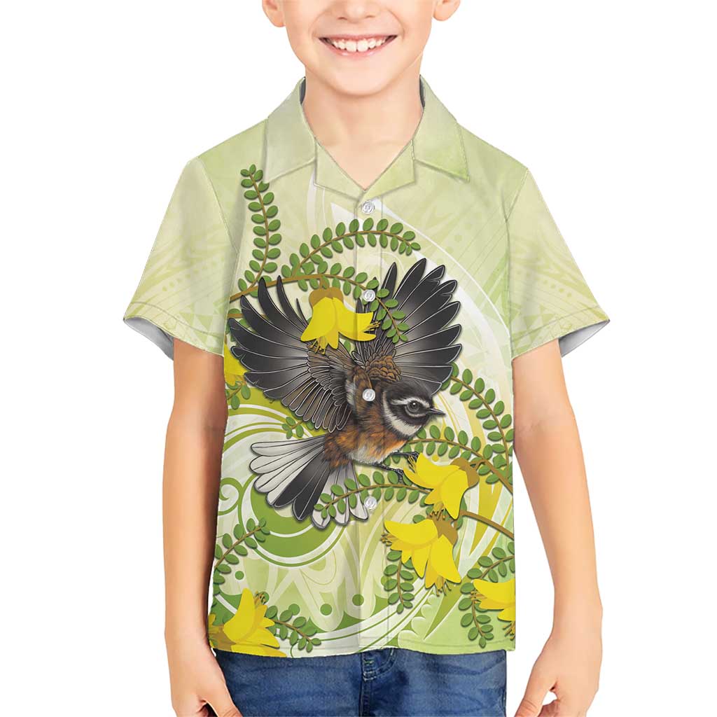 New Zealand Piwakawaka Fantail Bird Hawaiian Shirt With Kowhai Flowers LT05 - Polynesian Pride