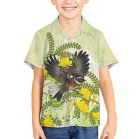 New Zealand Piwakawaka Fantail Bird Hawaiian Shirt With Kowhai Flowers LT05 - Polynesian Pride