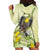 New Zealand Piwakawaka Fantail Bird Hoodie Dress With Kowhai Flowers