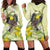 New Zealand Piwakawaka Fantail Bird Hoodie Dress With Kowhai Flowers