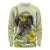 New Zealand Piwakawaka Fantail Bird Long Sleeve Shirt With Kowhai Flowers