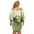 New Zealand Piwakawaka Fantail Bird Off Shoulder Short Dress With Kowhai Flowers